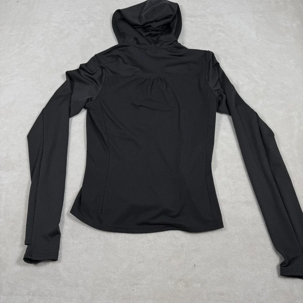 North Face Women XSmall Black Hooded Performance Jacket Bamboo Print Activewear